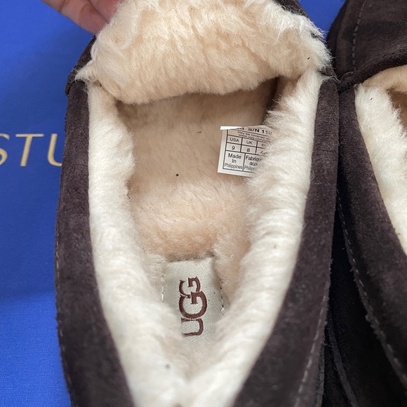 New UGG Australia Men’s Ascot Suede Moccasin Slippers Dark Brown - Picture 6 of 6